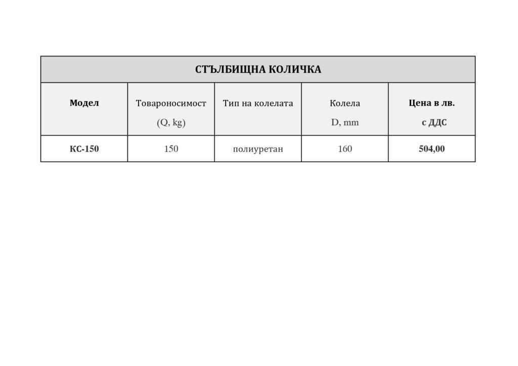Стълбищната количка КС – 150 кг е създадена за пренасяне на товари по стълбища и неравни терени, с минимално натоварване на оператора.